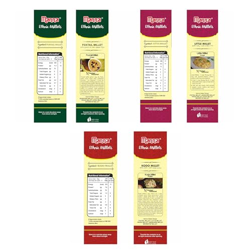 Image of Manna Millets 1.5kg Whole Grains Combo Pack of 3, Foxtail, Kodo, Little Certified low GI. Unpolished, Natural Grains 500g (pack of 3)