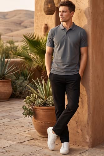Image of Louis Philippe Men's Slim Fit 5 Pocket Made of Stretch Fabric Solid Casual Trouser