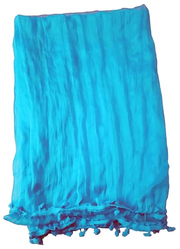 Image of YOUTHQUAKE Women's Solid Casual Dailywear Faux Chiffon Multi Color Dupatta With Pum Pum Lace (Set of 7)
