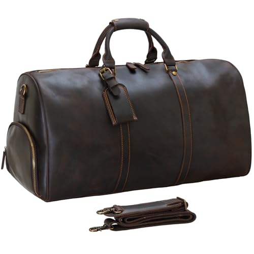 Leather Duffle Bags for Men with Shoe Compartment – 23.6