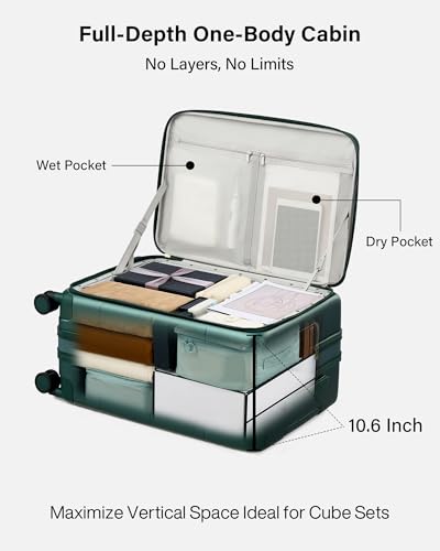 Image of Hanke Hardside Expandable Carry On Luggage, 20 Inch Top Opening Trunk Luggages with Spinner Wheels, All-PC Hard Shell Carry-On Suitcase, Lightweight & TSA Airline Approved (Blackish Green, 46L)