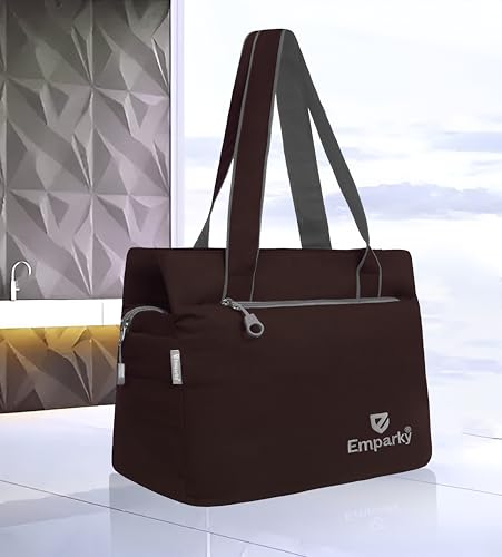 Image of Women Bag, Black with Turquoise Accents, Tote Bag with Multiple Zipper Pockets