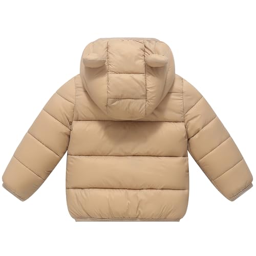 AIWUHE Baby Hooded Down Jacket Boys Girls Light Puffer Winter Coats Toddler Bear Ears Zipper Up Down Coats Outwear 6M-4T2
