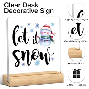 Let it snow acrylic sign funny winter snowman decor funny winter snowman decor winter art decorations home office tabletop shelf desk decor gifts for women men coworkers friend  urban country home decor