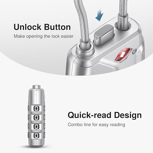 Image of Puroma TSA Approved Luggage Lock, 4 Digit Combination Travel Locks Resettable Code Lock with Zinc Alloy Body for Suitcase, Toolbox, Backpack, Bag, Gym Locker, Silver, Modern
