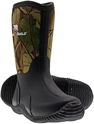 ArcticShield Kids Waterproof Durable Rubber Neoprene Outdoor Boots (Camo, 7)