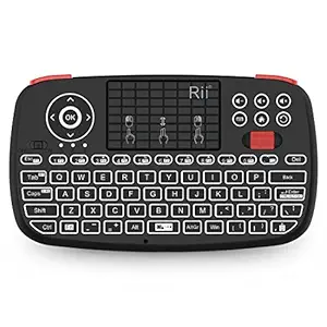 ELBME i4 Mini Bluetooth Keyboard with Touchpad, Blacklit Portable Wireless Keyboard with 2.4G USB Dongle for Smartphones, PC, Tablet, Laptop TV Box iOS Android Windows Mac.Black