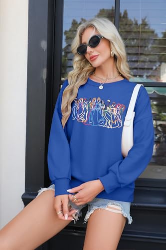 Image of BANGELY Fantastical Sweatshirt Women Cute Embroidered Fantastical Princess Sweater Family Vacation Shirt Long Sleeve Top