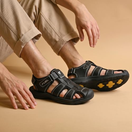Image of FUEL Commando-1 Comfortable & Outdoor Men's Flexible Fisherman Sandals with Protective Toe Cap