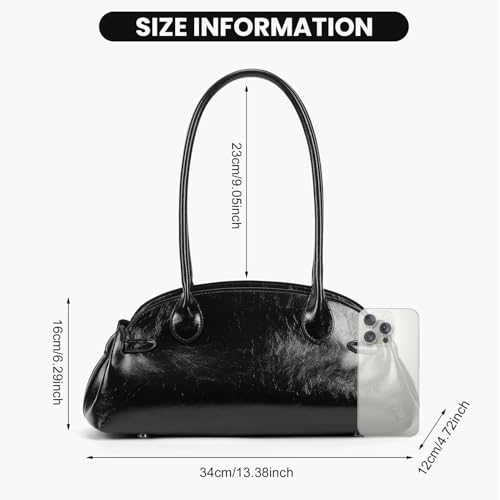 Image of Luxury Shoulder Bag Glazed Leather Handbags for Women Top Handle Hobo Purse Designer Shoulder Handbag