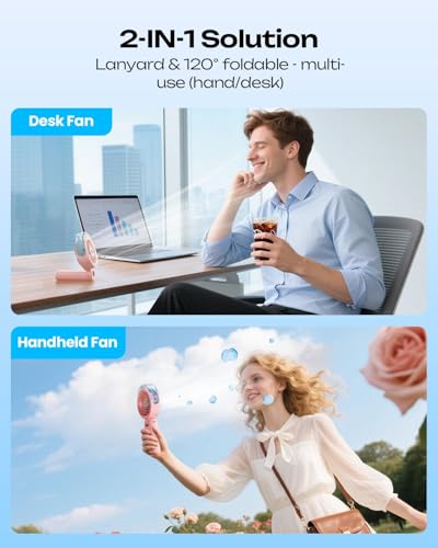 image for Otlonpe Handheld Misting Fan Portable, Powerful 4 High Speeds Recharge