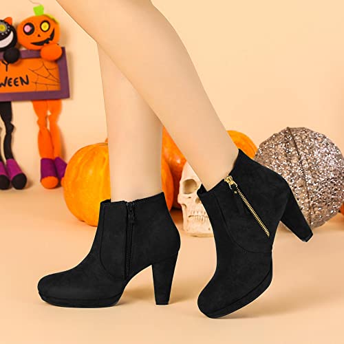 Perphy Platform Round Toe Chunky Heels Ankle Boots for Women2