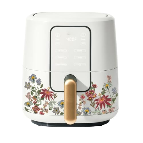 3 Quart Digital Air Fryer with Adjustable Temperature and Preset Functions for Air Fry, Bake, Roast and Reheat Kitchen Countertop (Wildflower White Icing)