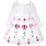 Vestido para niña Flor Nupcial Blanquecino Manga Larga Rosa Boda Fiesta 12 años