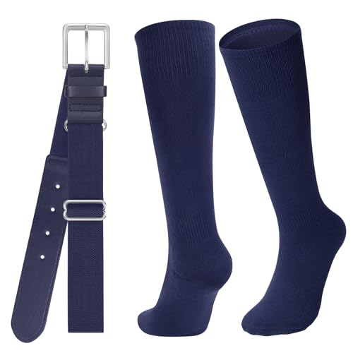 Image of Baseball Socks and Belt for Youth Adult Softball Socks Combo Elastic Waist Belt for Men Kids Boys Girls Women JASGOOD