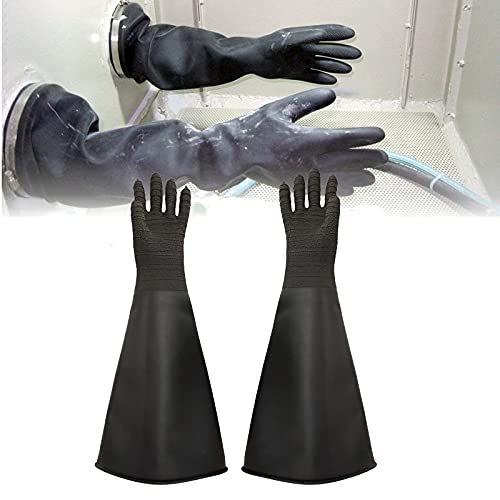 Heavy Duty Sandblasting Gloves 24.8" Rubber Gloves For Sandblaster Protective Safety Work Black Striped Gloves #TOP5