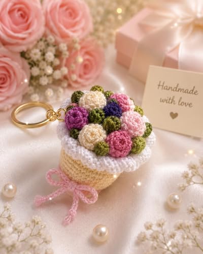 Image of Handmade Crochet Sunflower Keychain for Women & Girls, Cute Yellow Flower Key Ring Charm, Soft Yarn Knitted Gift, Bag Charm, Car Key Holder, Aesthetic Handmade Floral Accessory