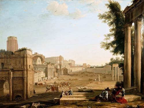 Impression sur Toile Claude Lorrain Campo Vaccino - Tableau Moderne Haute Qualité