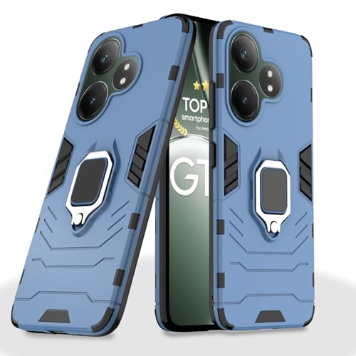 Image of Pikkme D5 Tough Armor Back Cover | 360 Protection Case | Ring Holder Stand Bumper Case for Realme GT 6T 5G / GT Neo 6 SE 5G (Blue)