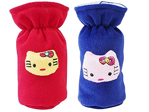 Mw Prints Soft Plush Stretchable Baby Feeding Bottle Cover Easy to Hold Strap with Cute Animated Cartoon Suitable for 60-125 Ml Feeding Bottle(Dark Blue-Dark Red)