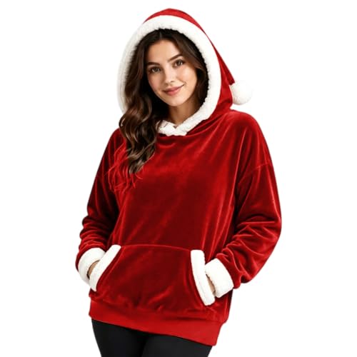 SHAOBGE Christmas Sweatshirts for Women Santa Hat Style Hoodie Wine Small - image 7