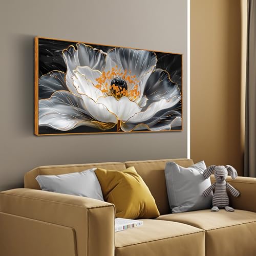 Image of AOZEMI Gold Wall Art Beautiful Flower Wall Decorations for Living Room