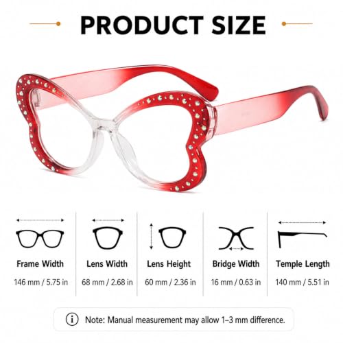 Image of Butterfly Shape Glasses for Women Retro Clear Flat Lens