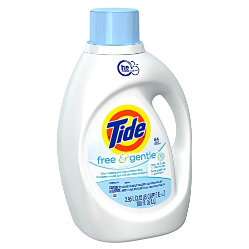 Image of Tide Free and Gentle HE Laundry Detergent Liquid, 100 oz, 64 Loads, Unscented and Hypoallergenic for Sensitive Skin, Free and Clear of Dyes and Perfumes (Packaging May Vary)