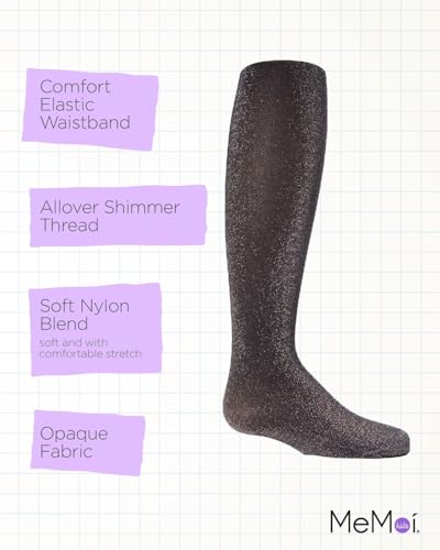 MeMoi Shining Star Shimmer Tights for Girls, Ultra Soft and Lightweight Opaque Girl Tights - Sizes 2-143