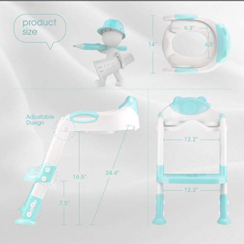 Potty Training Seat with Step Stool Ladder, Toddler Toilet Potty Training Chair with Anti-Slip Pads for Babies Kids and Toddler Boys Girls