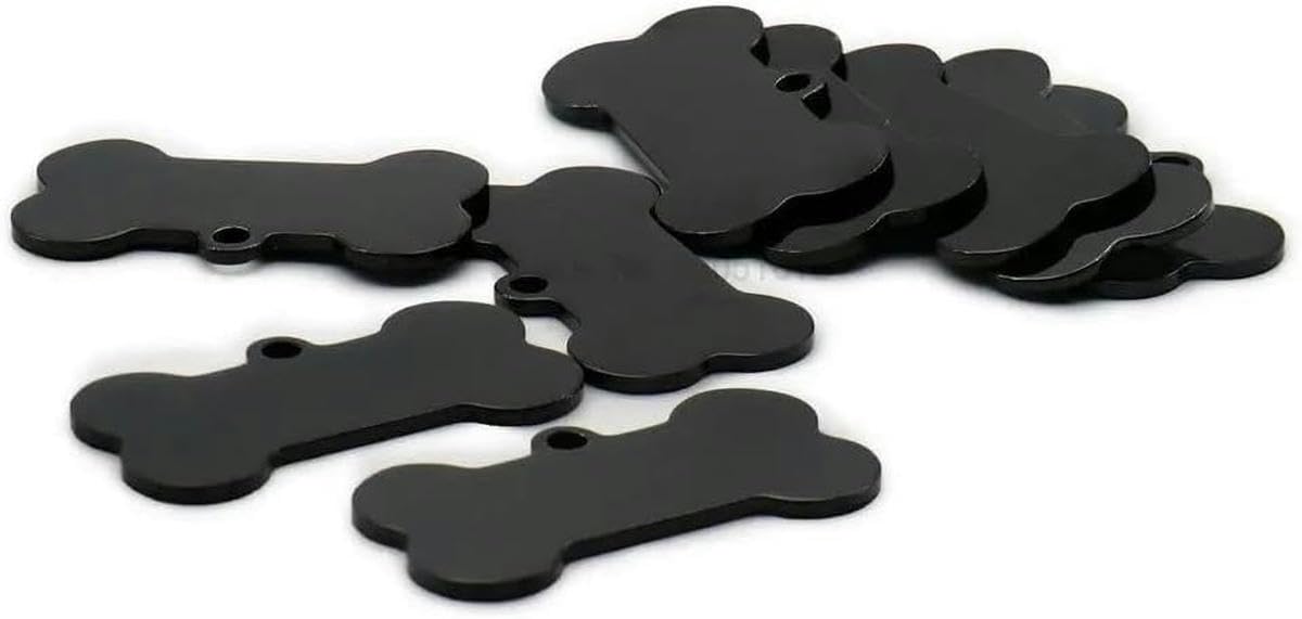 20 piezas de acero inoxidable en albo con forma de hueso para mascotas, placa de identificación para perros y gatos, etiqueta de identificación personalizada para mascotas, colgante con nombre de mas