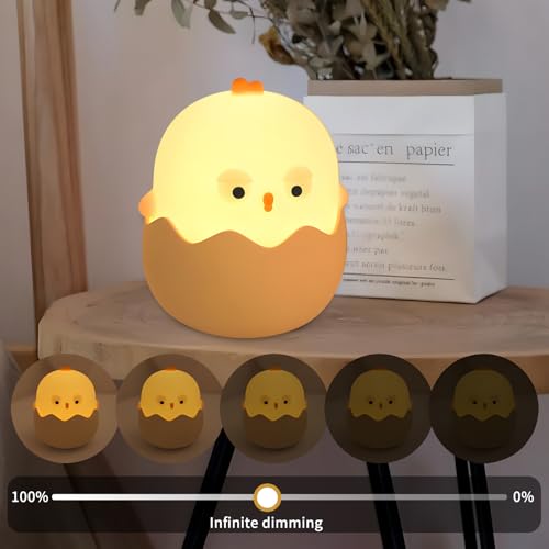 Image of Egg Shell Chicken Night Light Creative Light Cute Bedroom Decor with 7 Shades of Dazzle with Adjustable Brightness Getting up at Night Feeding Bedside Lamp Presents