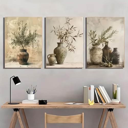 Image murale pour salon GLWDMH en toile premium avec cadre bois olivier vintage 20x30