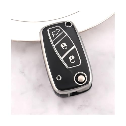 Housse de clé Fiat en TPU souple argent et noir pour Panda Stilo Punto Doblo et Bravo