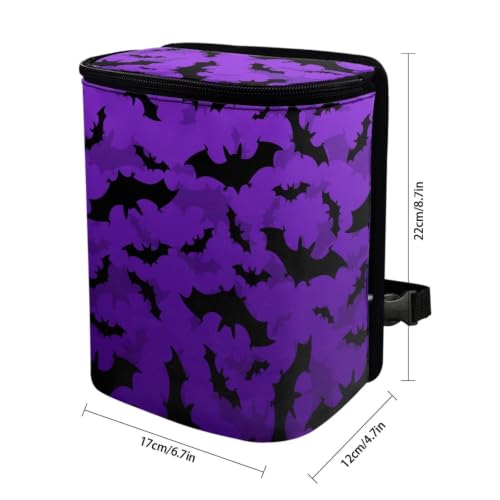 Image of Halloween Bats Auto Rubbish Bags with Lid Multipurpose Trash Bin Storage Bag Universal Car Accessories Interior Decoration