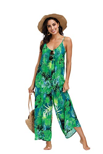 Image of BUENOS NINOS Women's V Neck Floral Maxi Dress Boho Printed Adjustable Spaghetti Strap Ethnic Beach Long Dress with Pockets