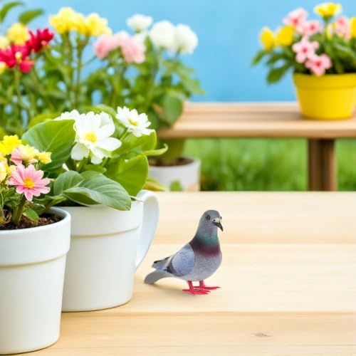 Pigeon artificiel réaliste gris pour déco de jardin - 7