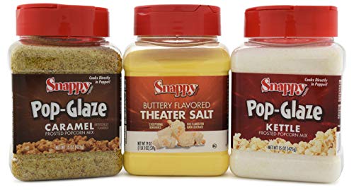 kettle corn popcorn seasoning - Snappy Popcorn Seasoning, Kettle Glaze, Caramel Glaze, 15 Ounce, Buttery Flavored Theater Popcorn Salt, 19 Ounce, 3 Count