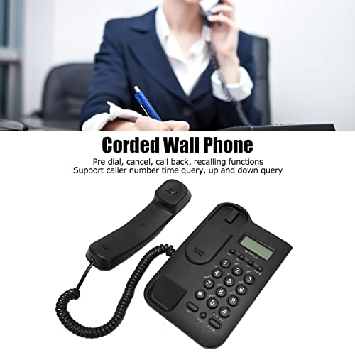 Teléfono fijo con cable para escritorio y pared negro miniatura 3