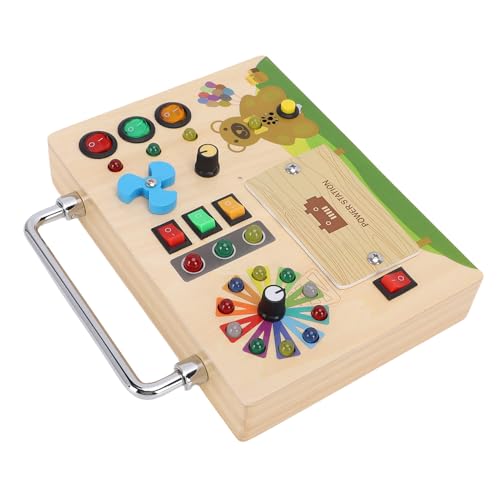 Tablero sensorial de madera con semáforo LED infantil de 22x4x20 cm 6