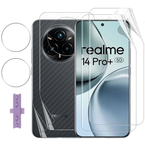 per Realme 14 Pro Plus Pellicola Protettiva 2+2+2 Pezzi TPU + Posteriore Protezione Schermo + Vetro Temperato Fotocamera HD Anti-Graffio