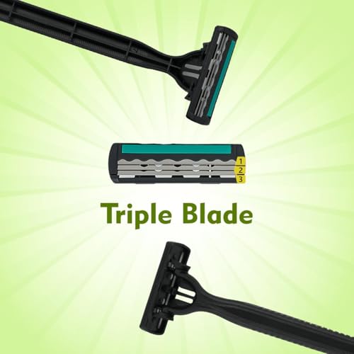 Image of WETELL Triple Blade Disposable Razors for Men | 3-Blade Shaving Razor with Aloe & Vitamin E Strip | Super Stainless Blades | Pack of 5 (4+1 Free) (WT202538)