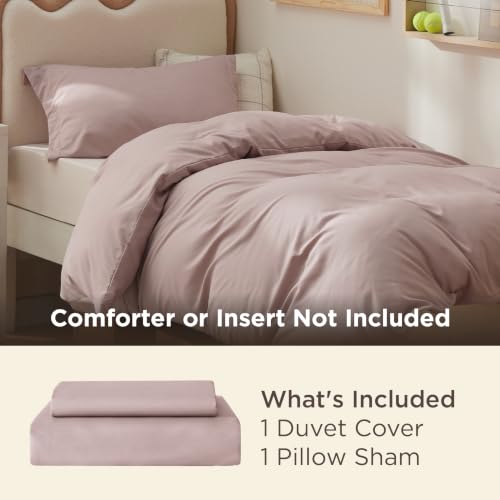 Image of Bedsure Twin /Twin XL Duvet Cover, Double Brushed Bedding Set, Dusty Rose | For Kids & Adults, 68 inchx90 inch Comforter Cover, Hotel Luxury, All Season, Breathable, Easy Care, Lightweight, Zipper Closure
