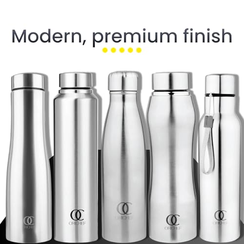 Image of Omichef Ozone Stainless Steel 1000ML Single Walled & Fridge Water Bottle Ideal For Yoga /Gym /Sports /Home /Office And BPA Free & Leak-Proof (Pack of 6)