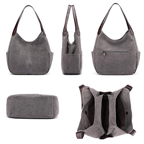 Hiigoo Fashion Women'S Multi-Pocket Cotton Canvas Handbags Shoulder Bags Totes Purses  thumb #3