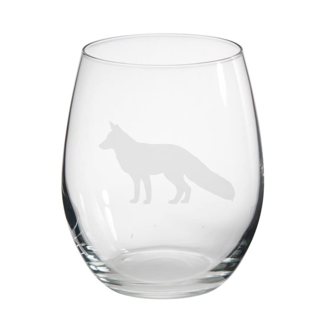 Fox Engraved Stemless Tumbler Glass, Gift for Women, Gift for Men, Fox Gift
