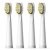  Cabezal de repuesto para cepillo de dientes Fairywill x 4 blanco y amarillo Compatible para FW507, FW917, FW508, FW959 Serie Cepillo de dientes blanco (FW05)