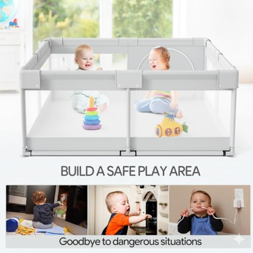 Fodoss Corralito para bebés, corralito pequeño de 47 x 47 pulgadas, corralito para niños pequeños para apartamento, patio de juegos, valla de actividades, corral extragrande para bebés
