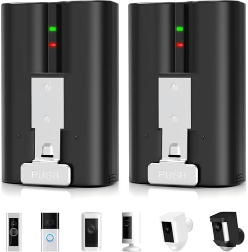 Replacement Ring Battery 2 Pack 6040mAh Model v4 Rechargeable Battery for Wireless Ring Doorbell 2/3/4 Plus Stick Up Cam & Spotlight Cam (2nd & 3rd Gen)/Peephole Cam 3.65V for Indoor/Outdoor Use