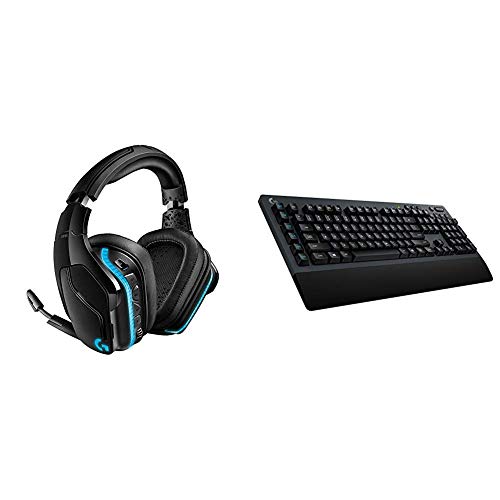 Logitech G935 Wireless DTS:X 7.1 Surround Sound LIGHTSYNC RGB PC Gaming Headset Bundle with Logitech G613 Lightspeed Wireless Mechanical Gaming Keyboard, Multihost 2.4 GHz + Blutooth Connectivity